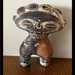 2000 Folk Art Figure Terracotta Clay Ancient  Ritual Doll Rattle Beads Handmade
